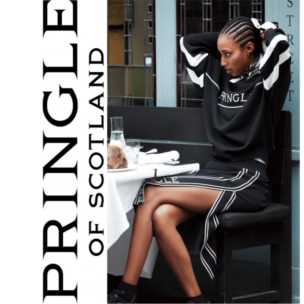 Pringle of Scotland x H&M Logo Skirt Set Top Size S Skirt Size M in Black